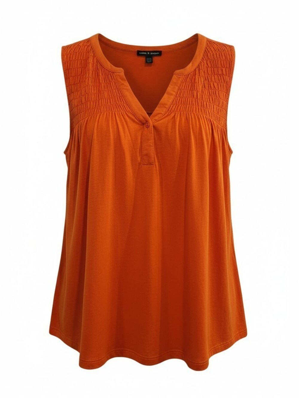 Cable & Gauge Sleeveless Smocked V-Neck Top – New With Tags